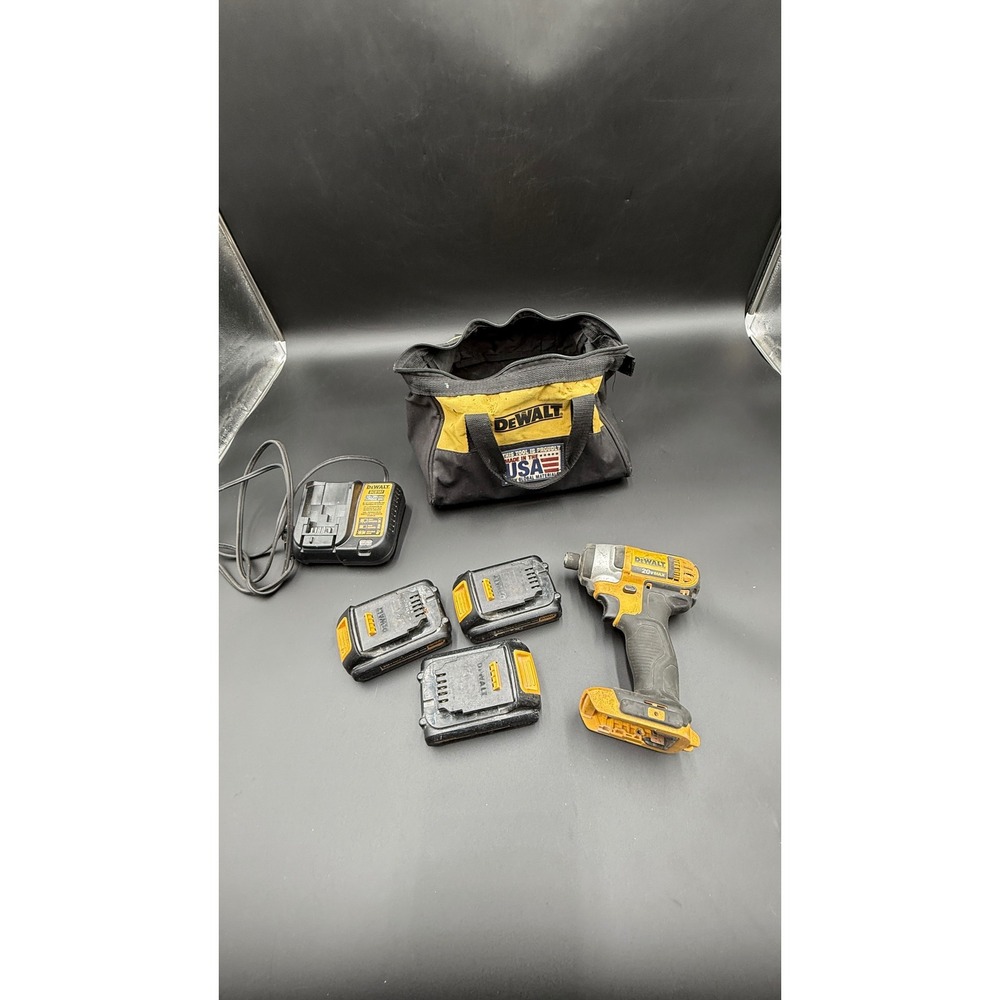 Dewalt DCF885 20V Max Impact Driver Kit 3 Batteries Charger and Bag Bundle